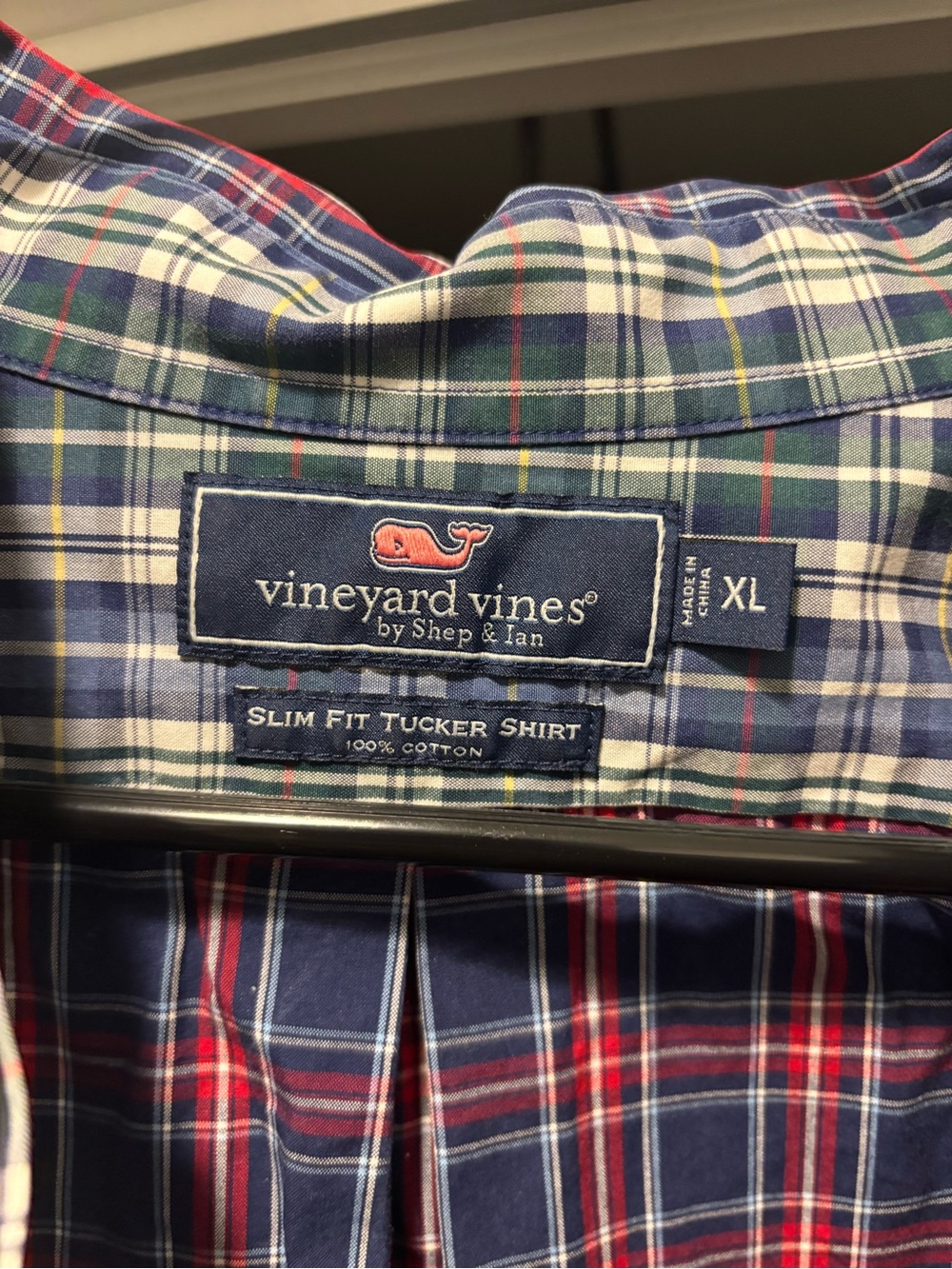 Vineyard Vines Men's Multi-Plaid Button-Down Shirt - Blue, Red - Picture 2 of 2